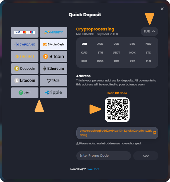 Deposit Crypto