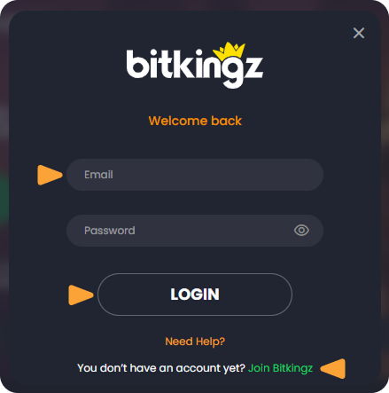 Bitkingz login form