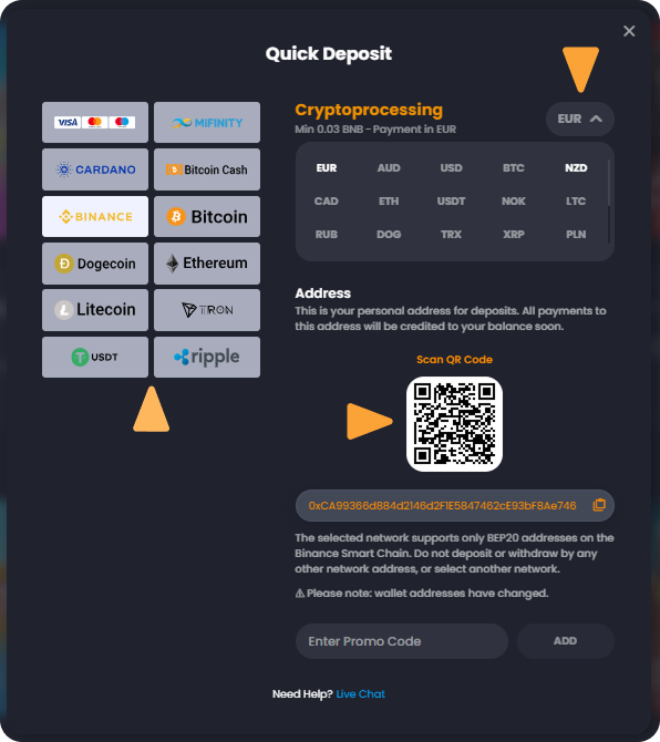 Deposit Crypto